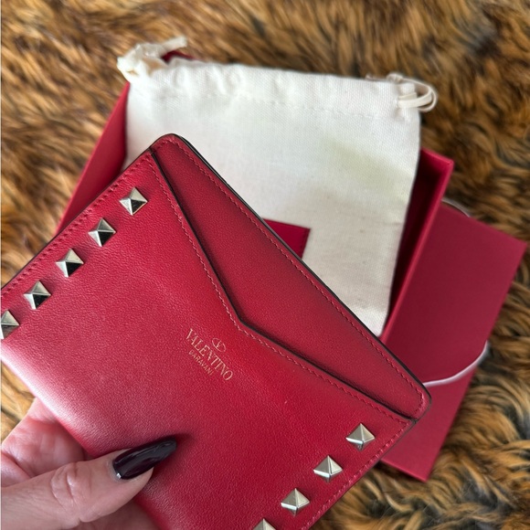Authentic Valentino Garavani Red Studded Leather Wallet - Picture 3 of 12